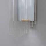 Set of 3 Italian chrome and acrylic blades wall sconces 1970s