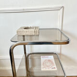 Vintage chrome and smoked glass side table