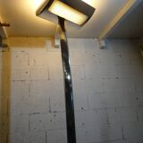 Modernist floor lamp in polished aluminum