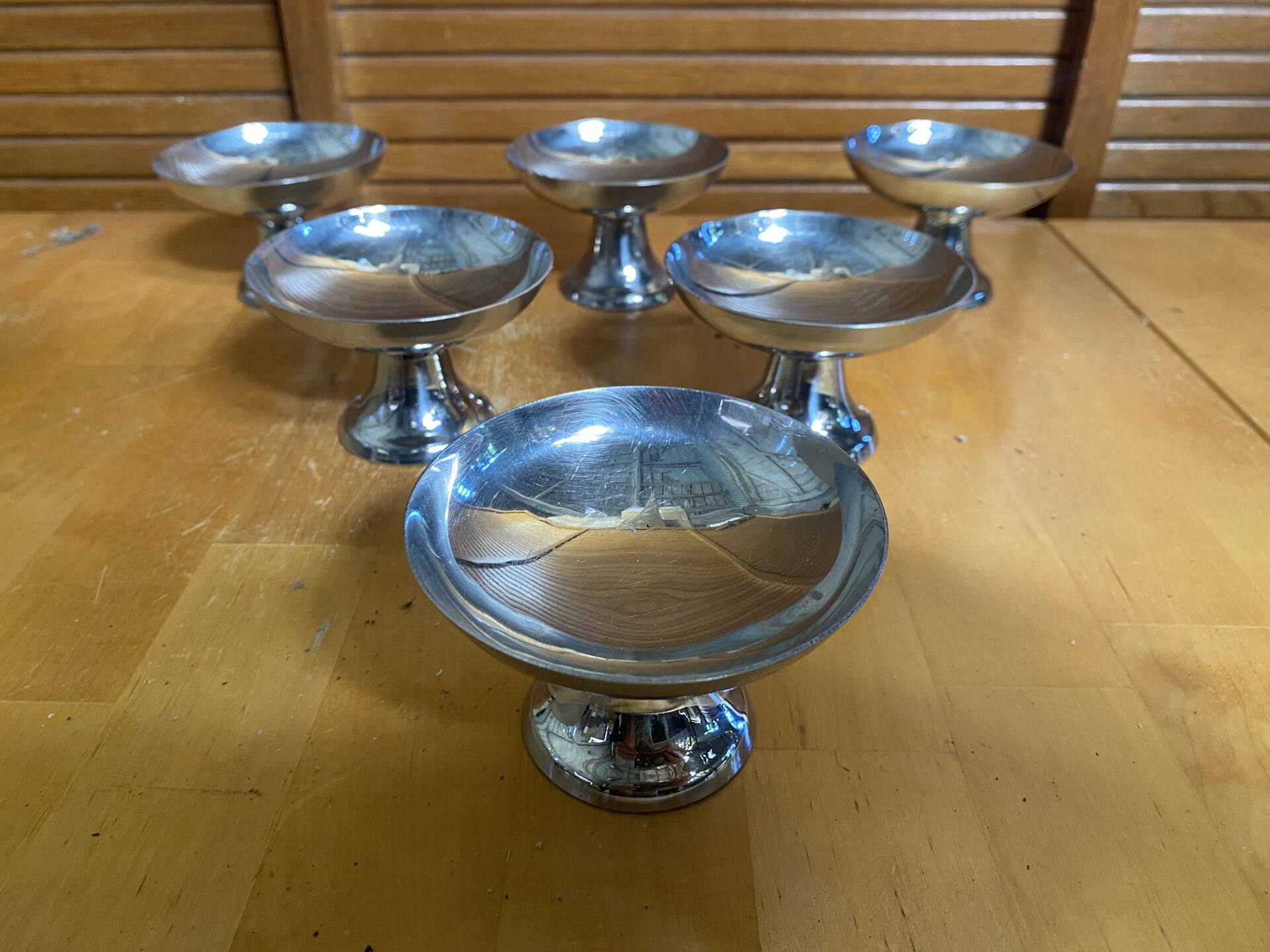Set of 6 Ice Cream Bowls GUY DEGRENNE Stainless Steel Made in France Vintage #E1