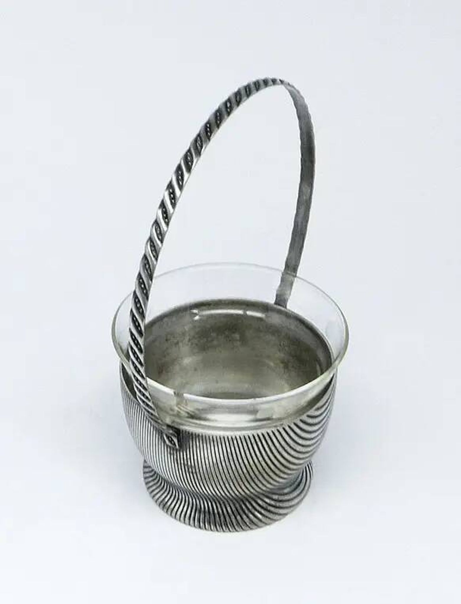 Art Deco sugar bowl, silver-plated brass, Szandrik, Hungary, 1930s