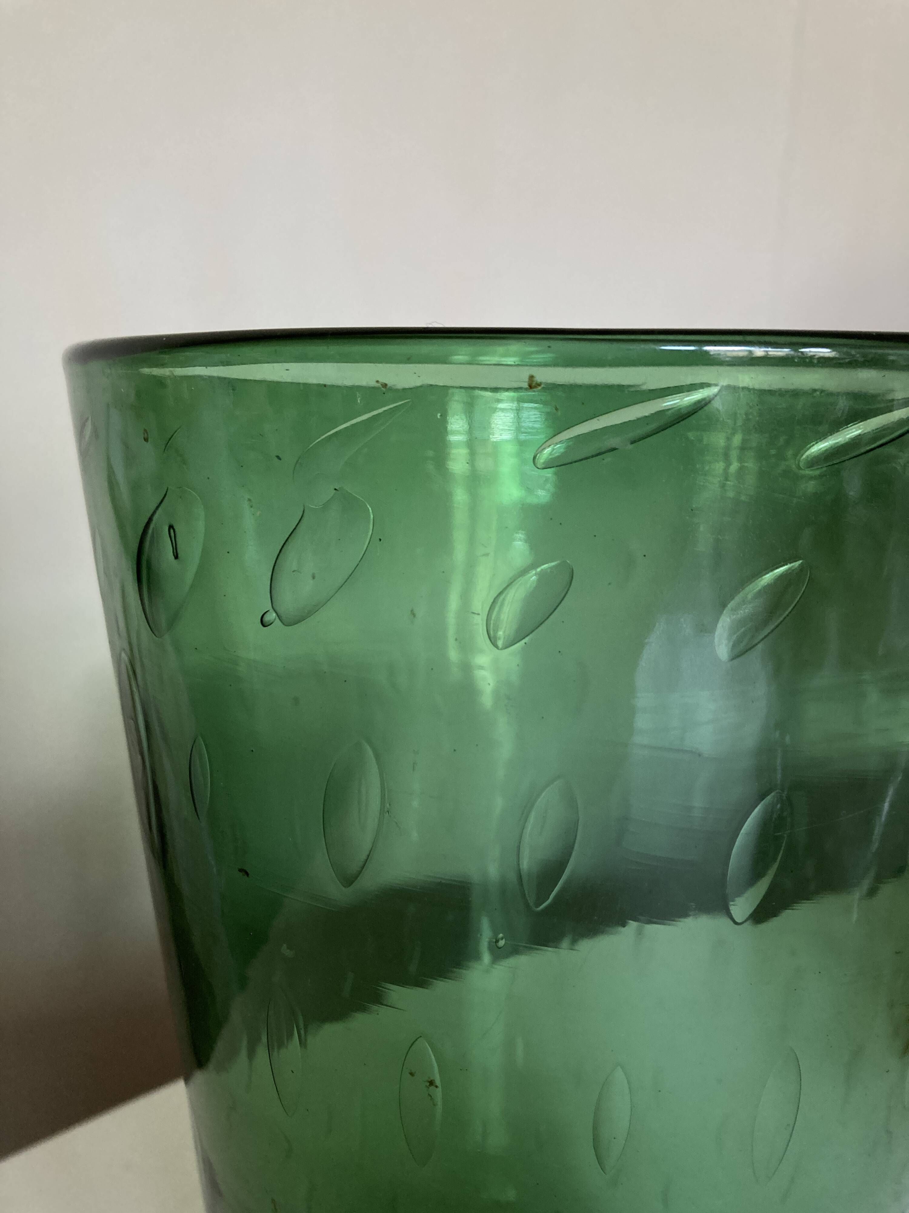 XXXL vase Italian work 1960 in bubble blown Empoli glass