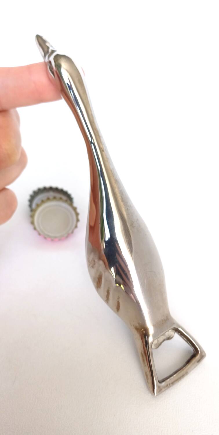 Metal swan bottle opener