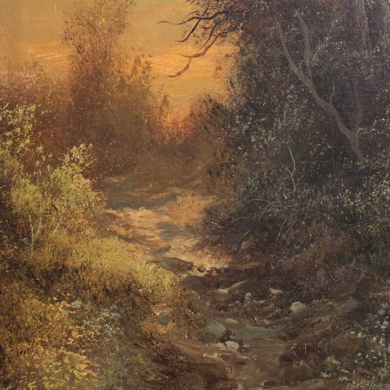 Italian painting signed Marko forest landscape from 19th century