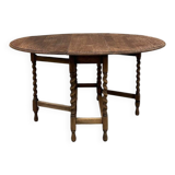 Antique Oak Oval Drop-Leaf Table with Barley Twist Legs – Gateleg Tabl