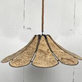 XL clover cork hanging pendant lamp, Germany 1970s