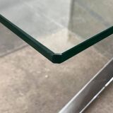 Joker coffee table in chrome and glass in mid-century Space Age style by Olivier Mourgue for Airborne, 1960s.