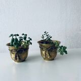 Pair of brass cord pot covers