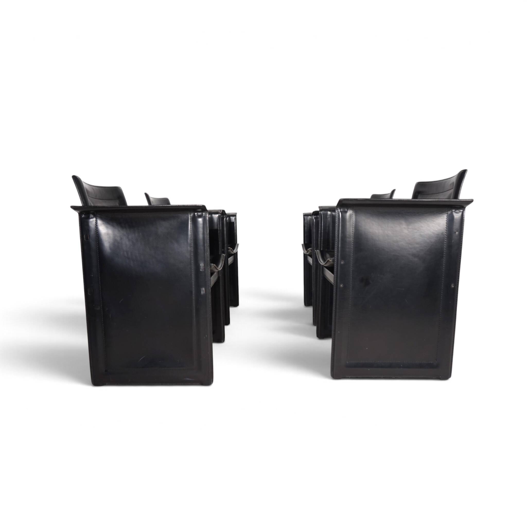 Arrben Solaria leather dining chairs, set of 4 by Tito Agnoli, 1970