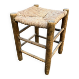 Vintage stool, wood and straw, 1950