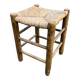 Vintage stool, wood and straw, 1950