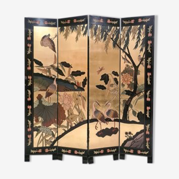Four-panel screen with gilded details