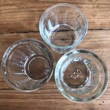 3 mismatched glass jam jars