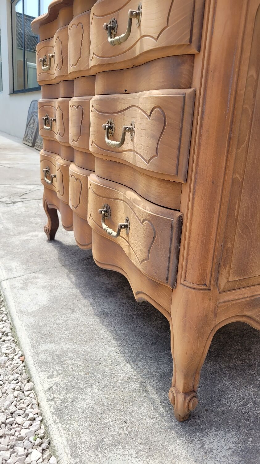 Louis xv style chest of drawers in pickled cherry