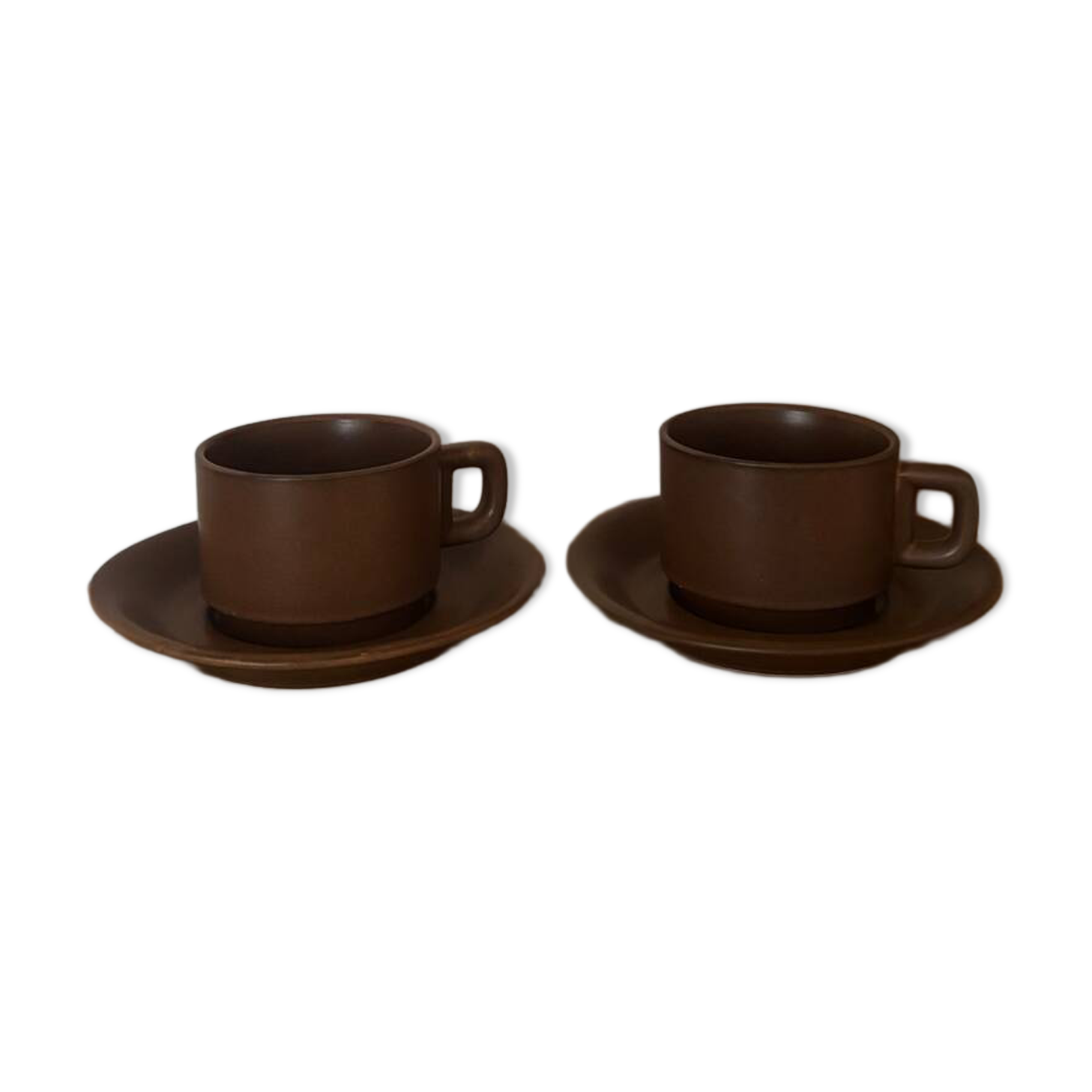 Vintage brown bistro cup duo large size