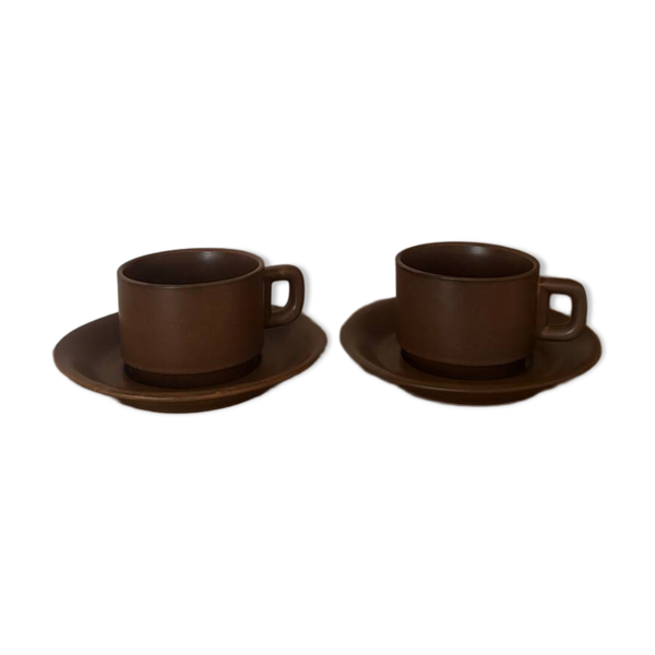 Vintage duo de tasses bistrot marron grand format