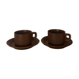 Vintage brown bistro cup duo large size
