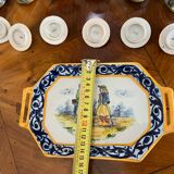 Set of tray and six cream pots HB Quimper