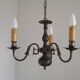 Italian Vintage Silver Brushed Metal 3 Light Flemish Style Chandelier