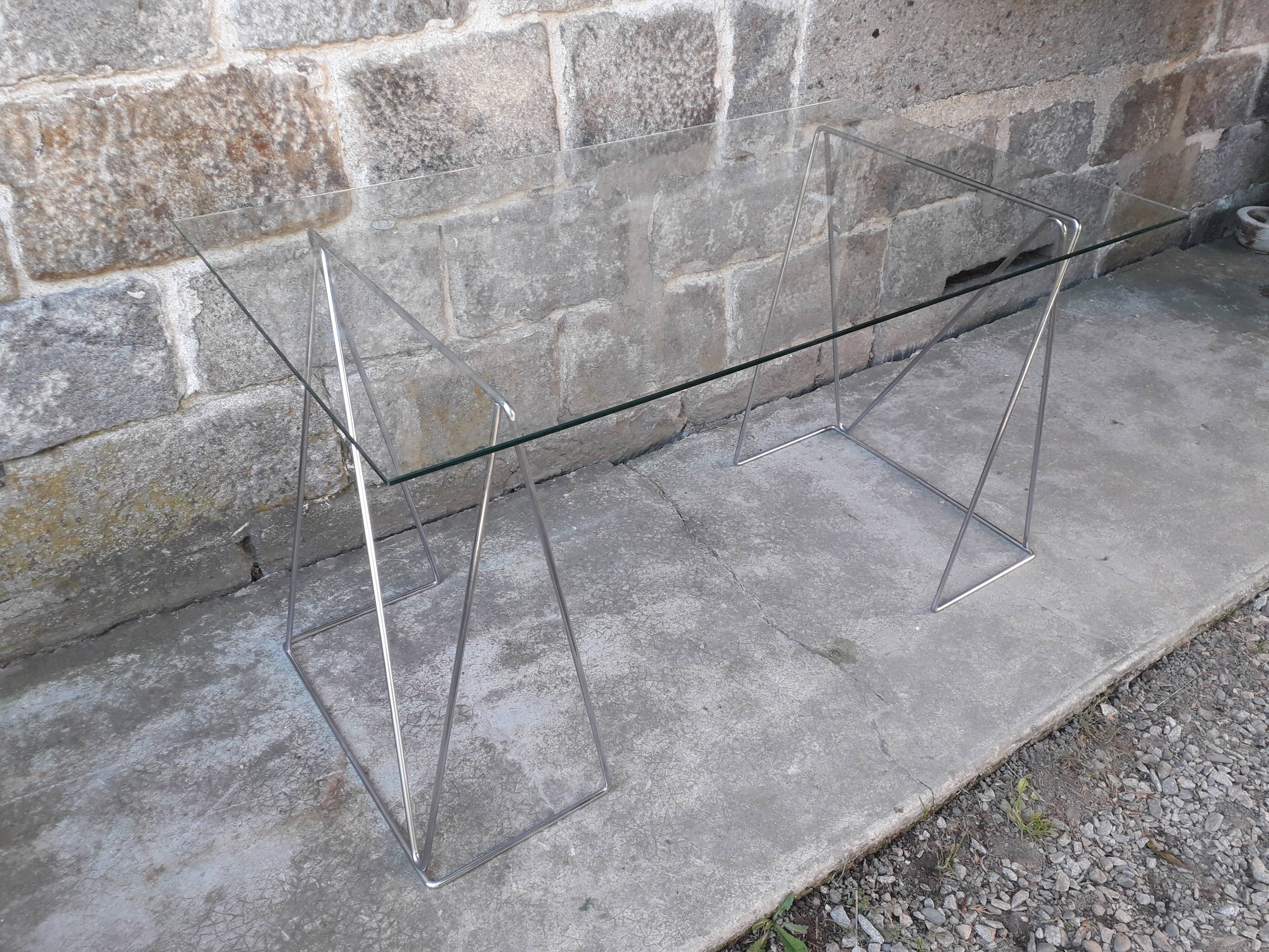 Bureau vintage plateau verre 130 cm