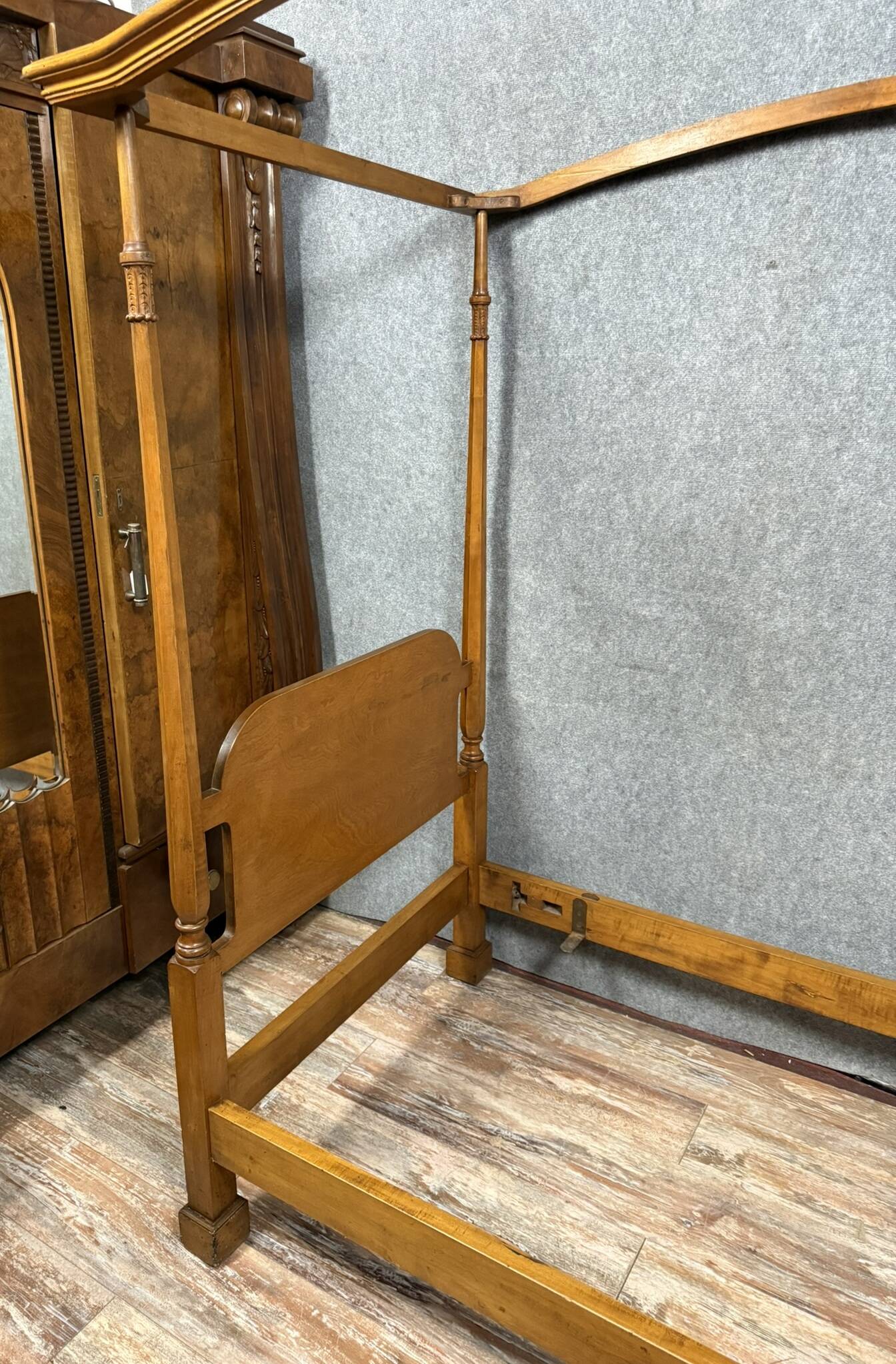 Solid wood four-poster bed