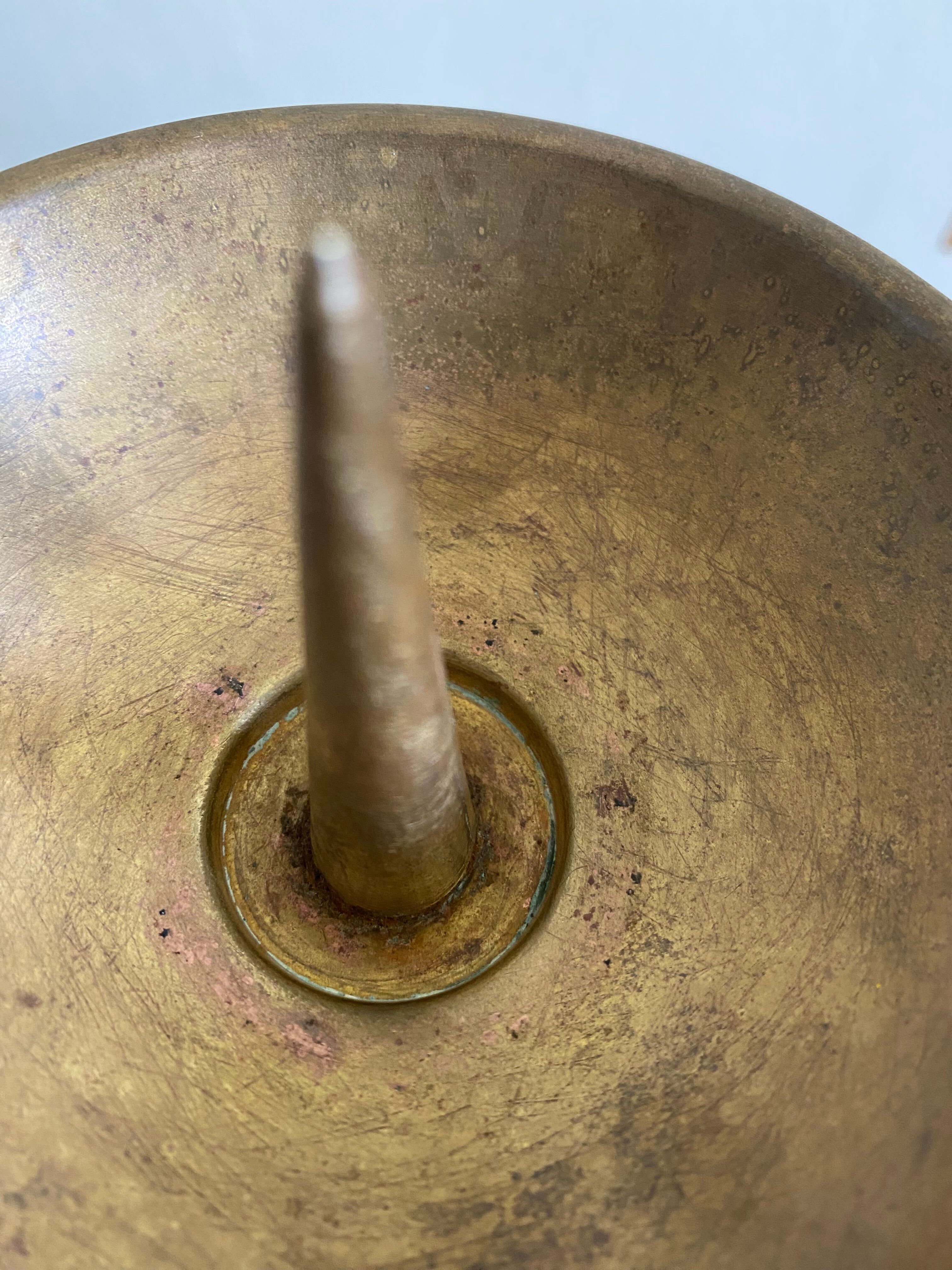 Pair of brass church candlesticks