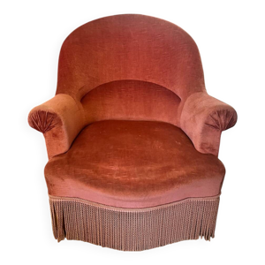 Fauteuil crapaud en velours - vieux