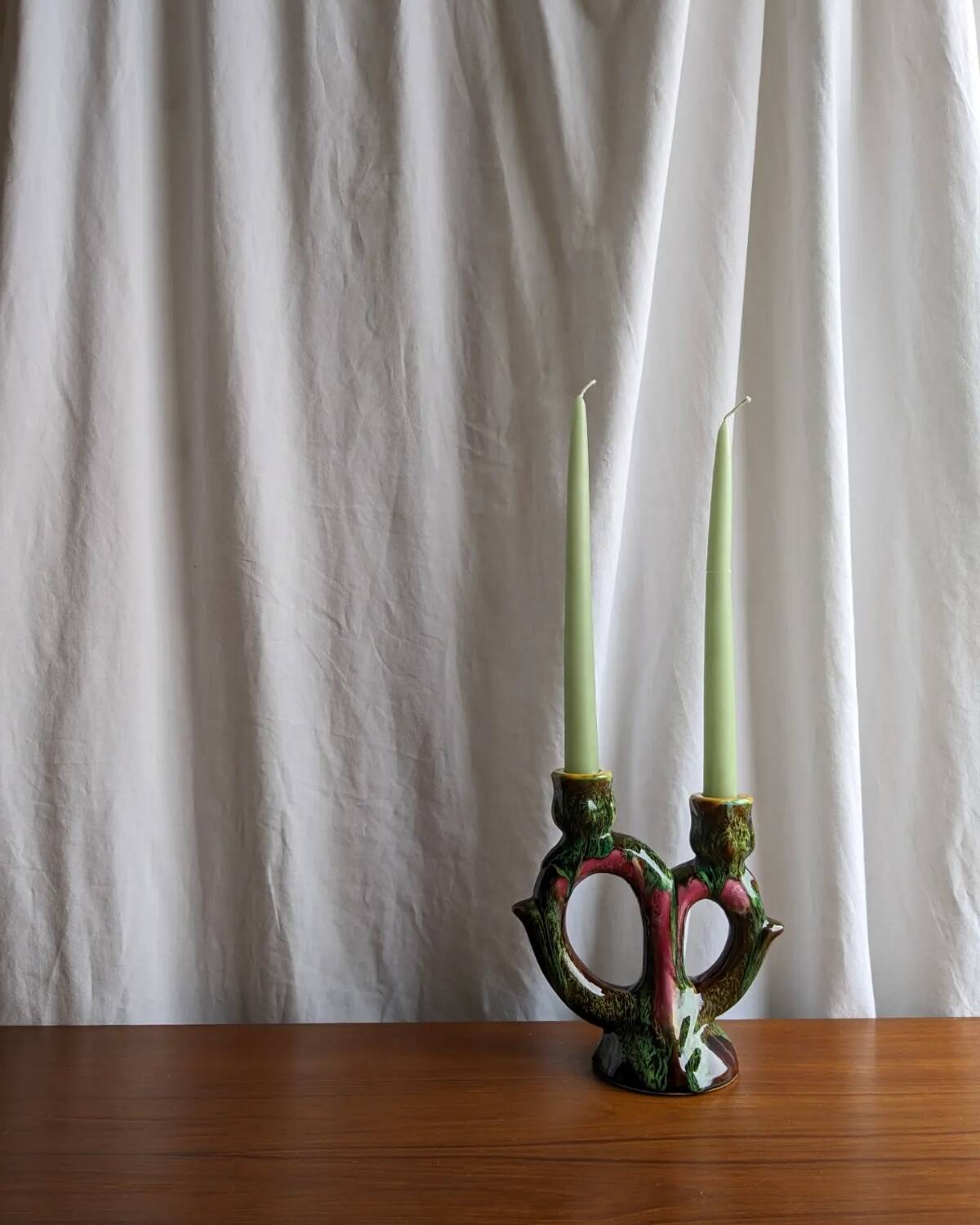 Glazed ceramic candle holder