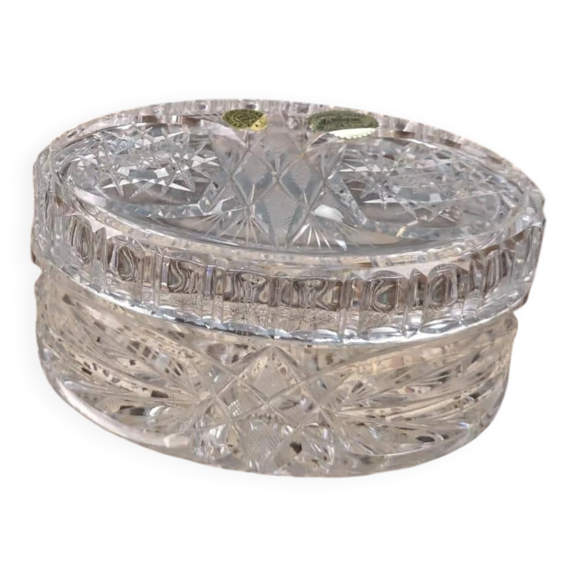 Vintage hand-cut Bohemian crystal bonbonnière Czechoslovakia