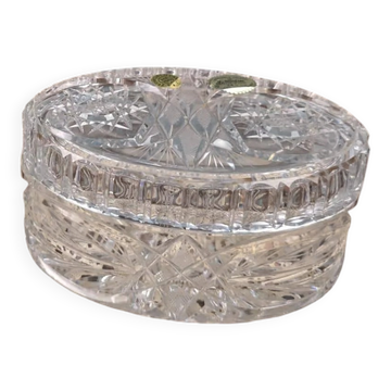 Vintage hand-cut Bohemian crystal bonbonnière Czechoslovakia