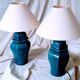 2 blue crackle ceramic desk lamp bases, 1950s