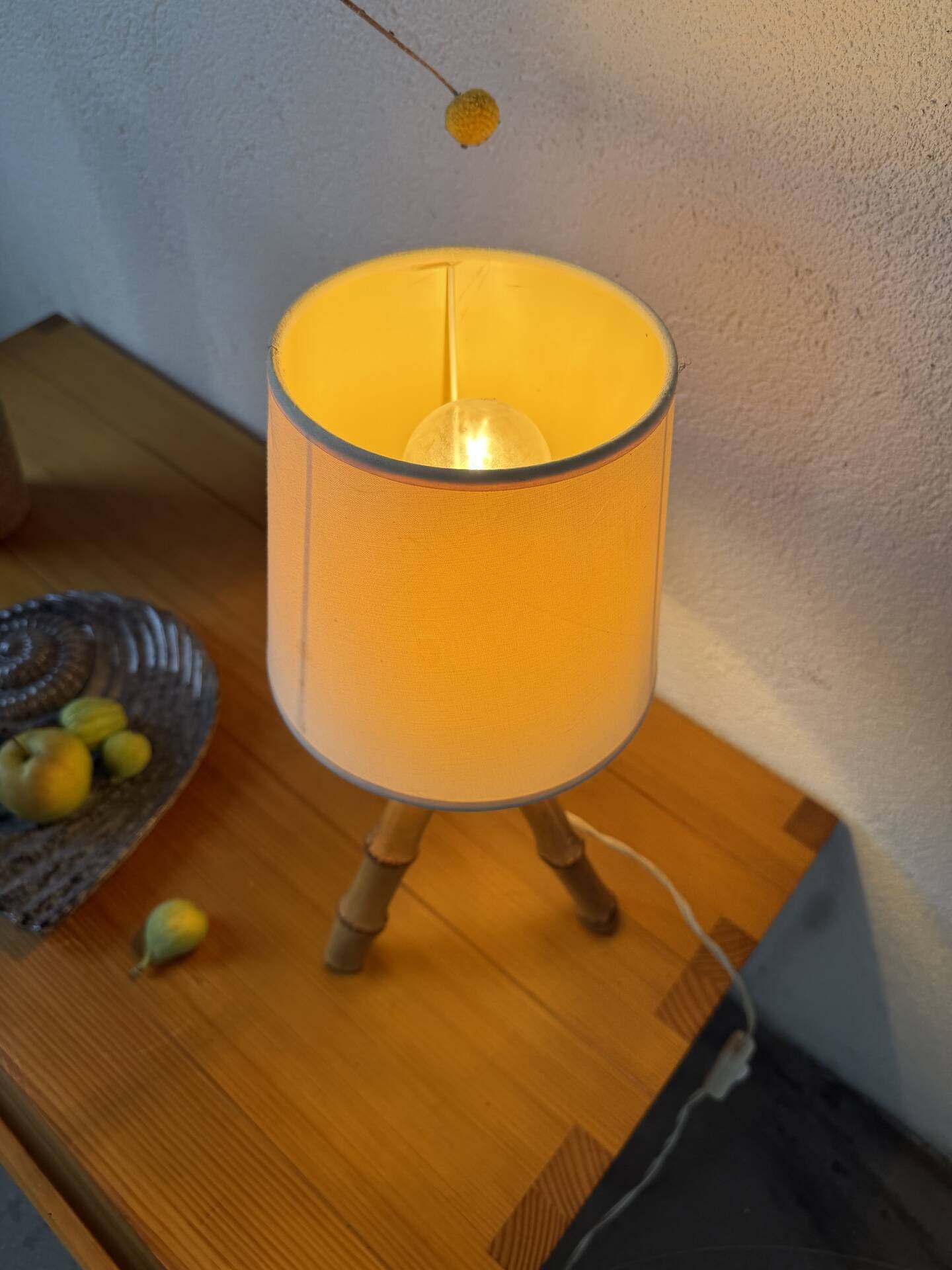 1960s rattan desk or table lamp