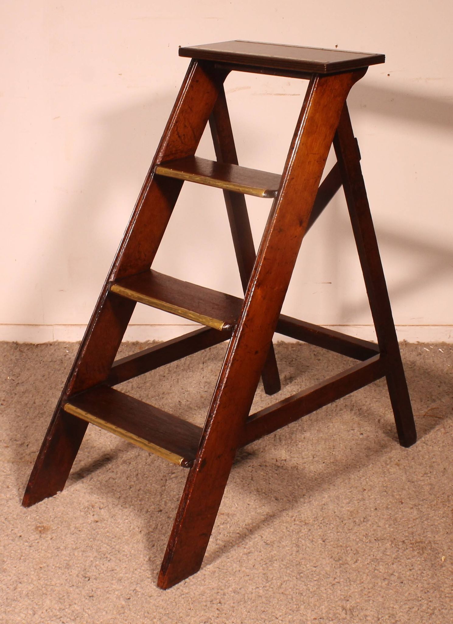 mahogany library step ladder - 19th century