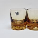 Verreries lorraines cristal set of 6 thick amber whiskey glasses vintage design
