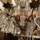 6-light chandelier with crystal pendants on bronze frame, Louis XV style