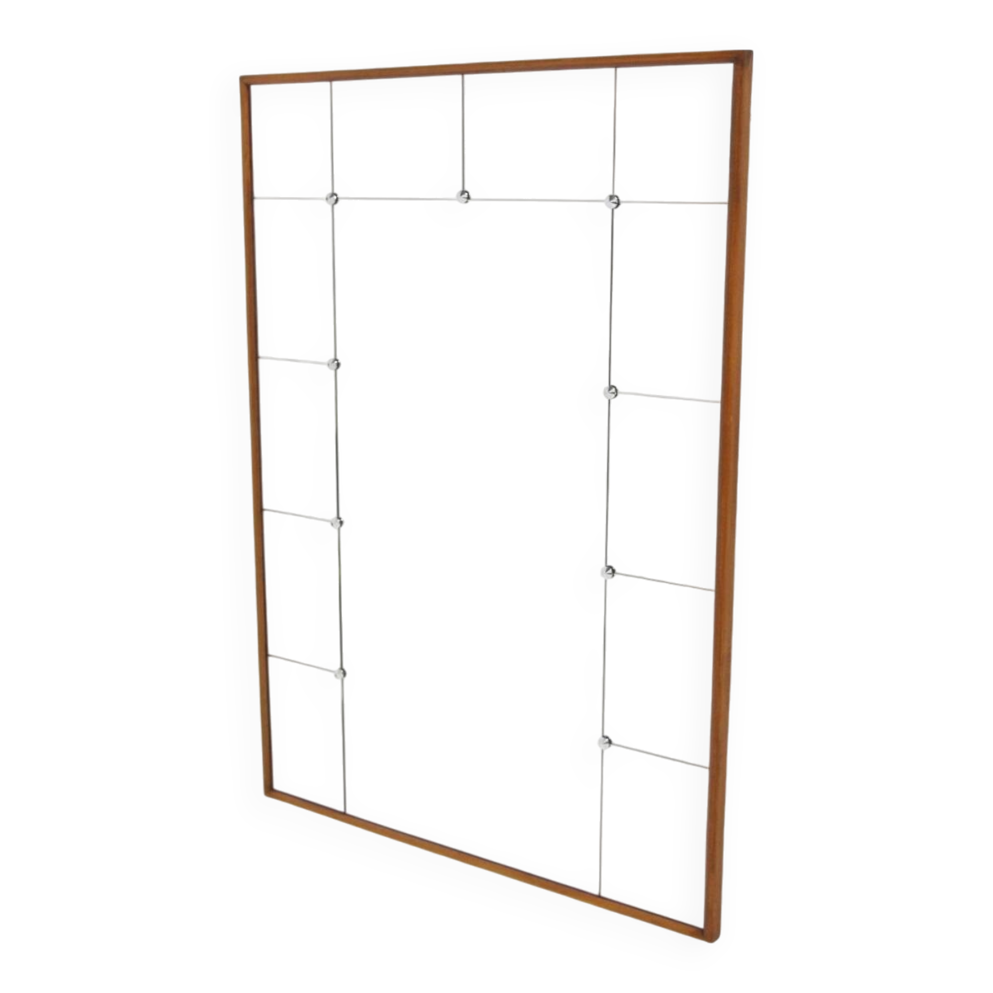 Scandinavian teak and metal mirror, Sweden, 1960, 84x117cm
