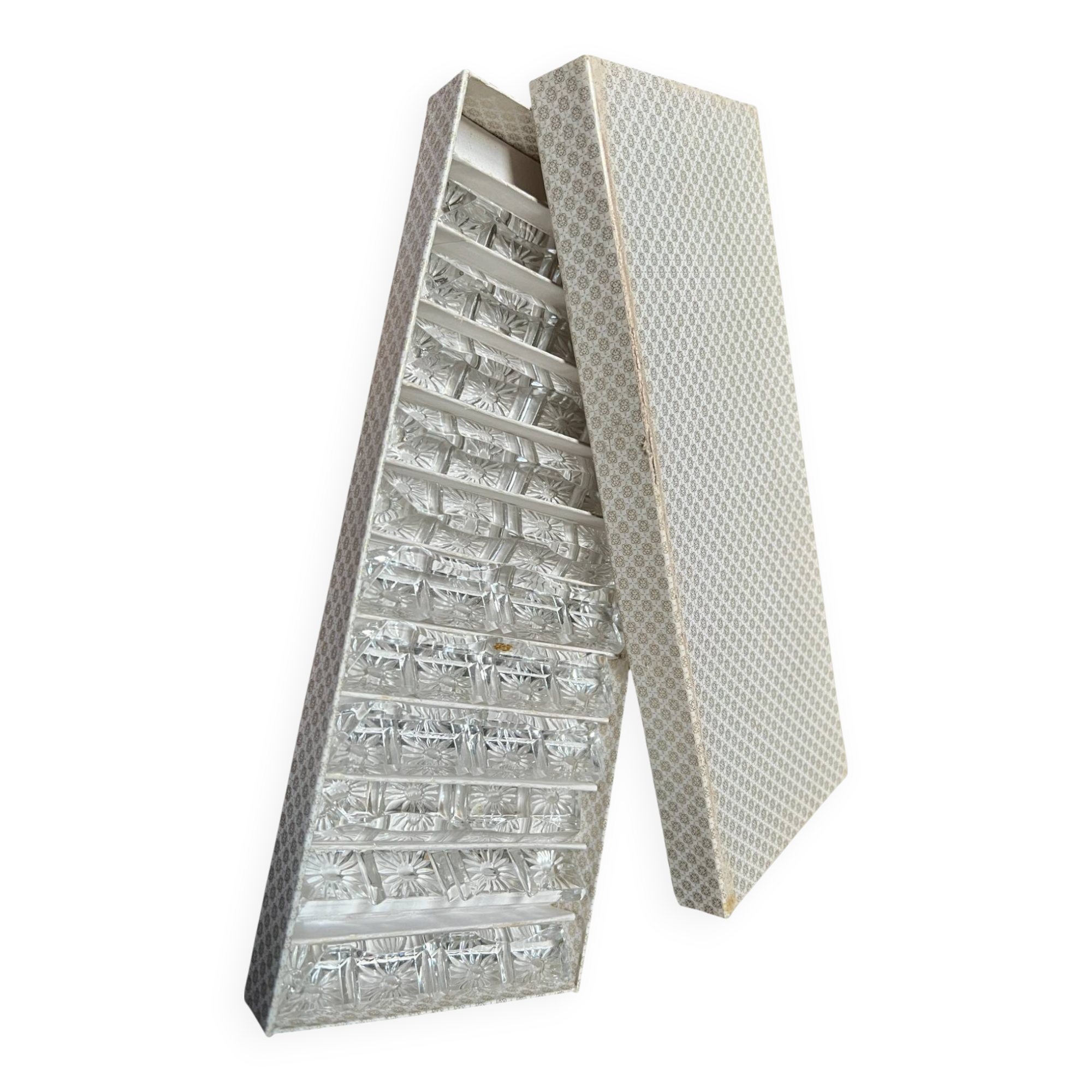 Box of 11 glass cutlery holders