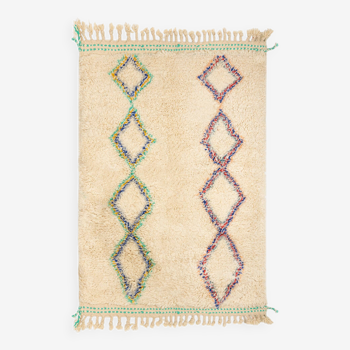 Beni ourain ecru Berber rug with diamonds 163 x 115 cm