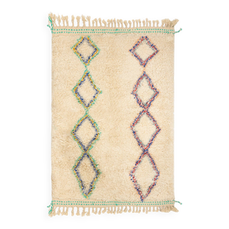 Beni ourain ecru Berber rug with diamonds 163 x 115 cm