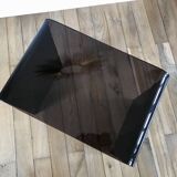 Ensemble de 3 tables basses gigognes en plexi fumé / violet années 70