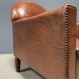 Leather art deco club chair from france, early 1900