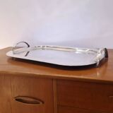 Lino Sabattini, large rectangular tray in silver metal from the 70s