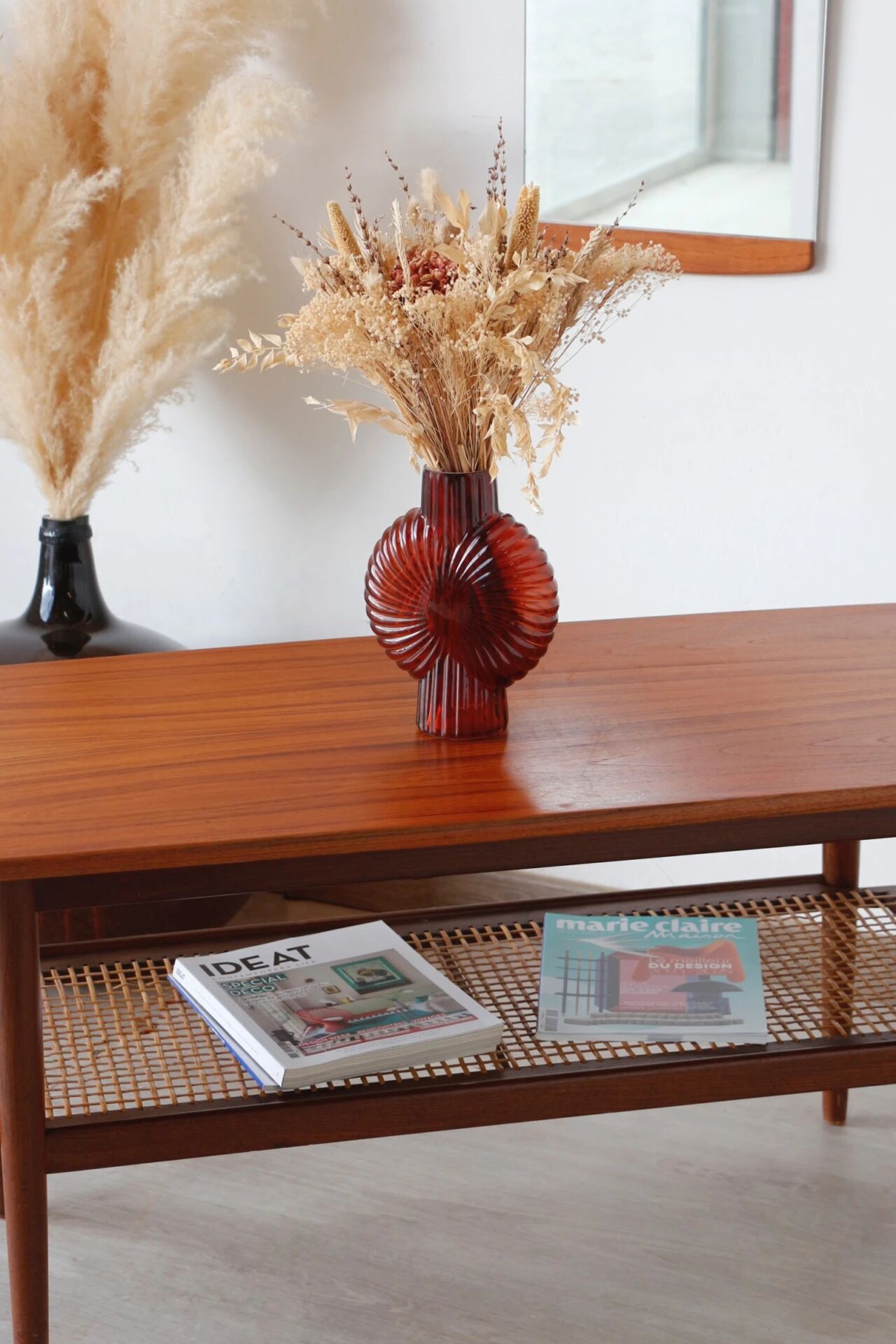 Table basse danoise double plateau en teck 1960