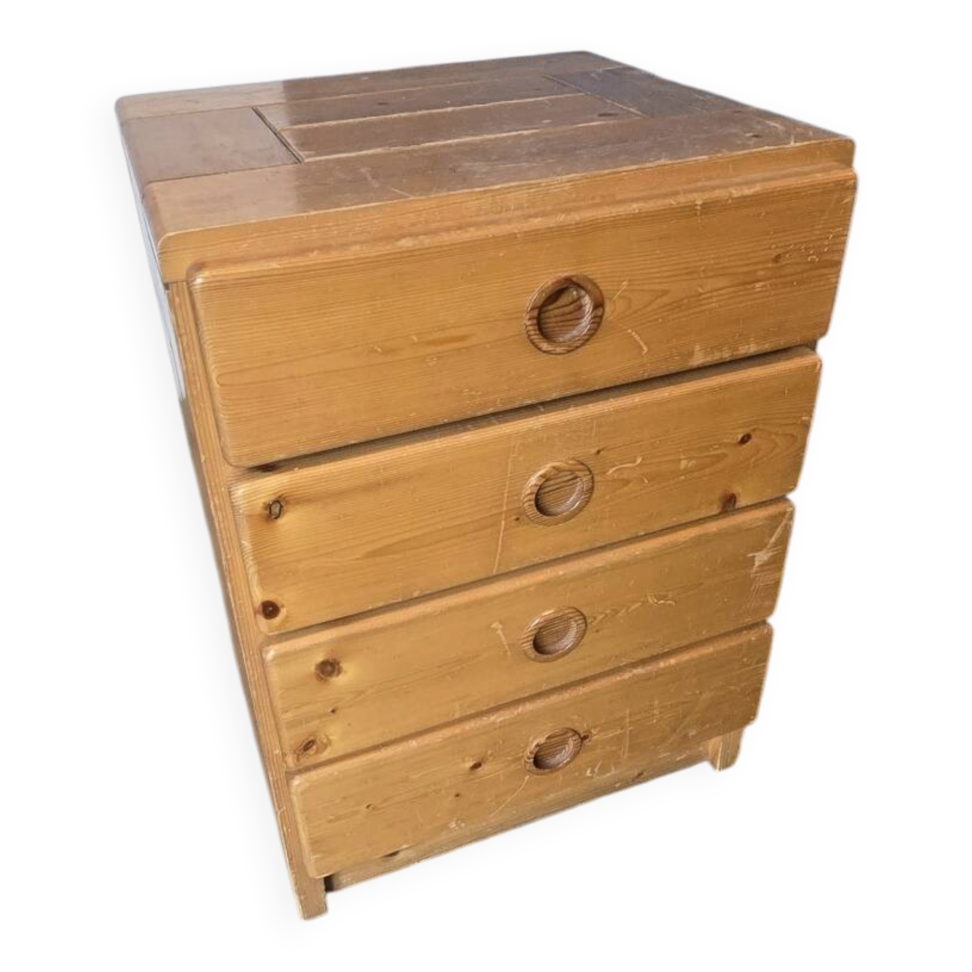 Chest of drawers with 4 drawers in solid pine Charlotte Perriand – Les Arcs, 1970