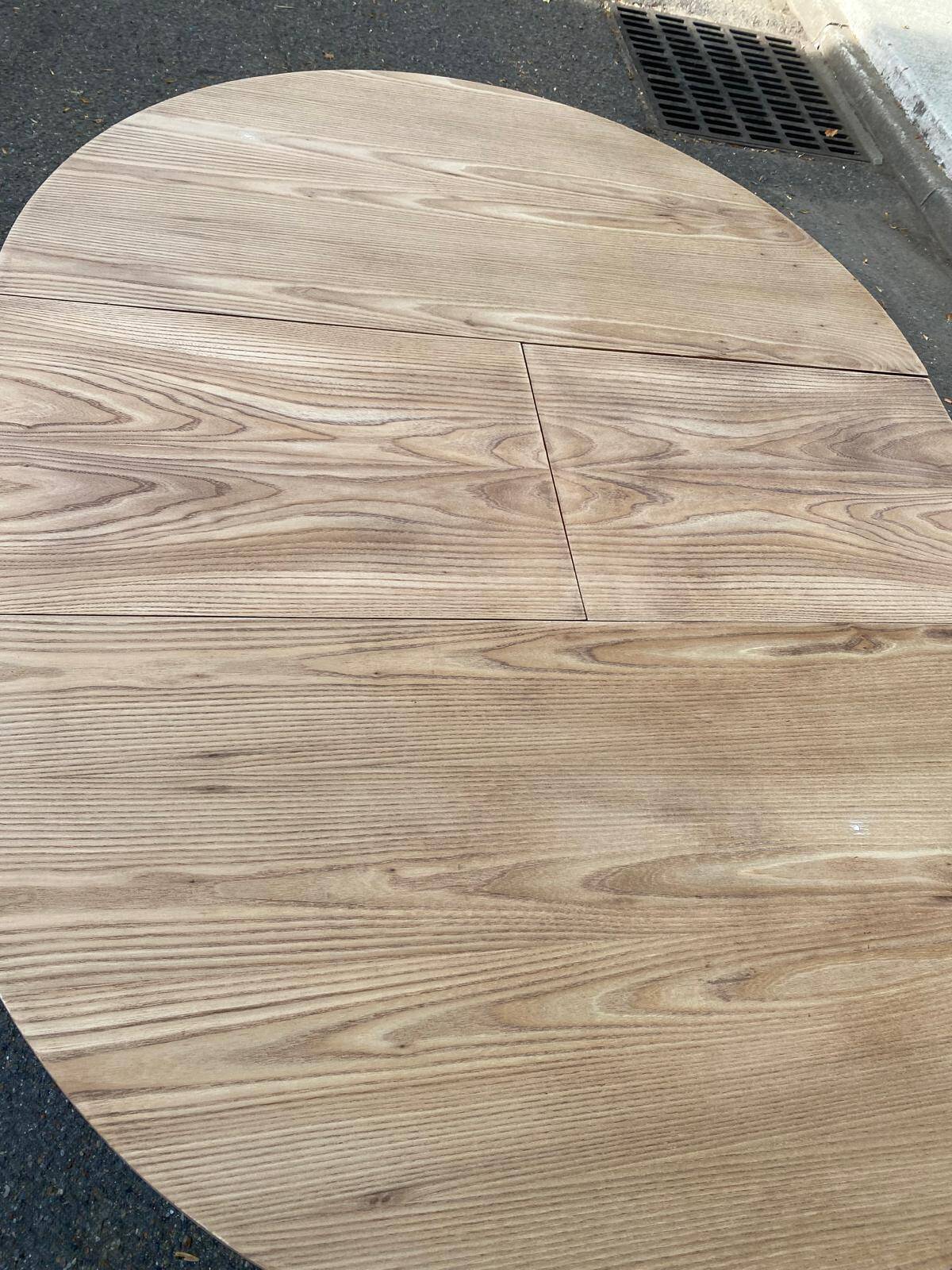 Scandinavian round extendable dining table Baumann stripped teak 1960