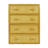 Bamboo and rattan vintage chest of drawers, 1970s