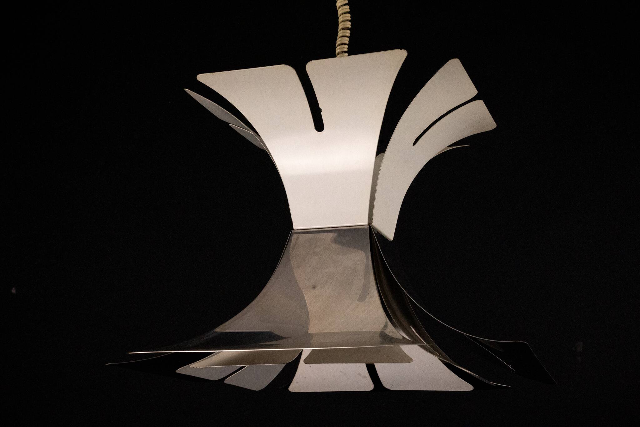 1970s Goffredo Reggiani Style Lacquer & Chrome Chandelier
