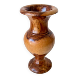 Vintage hand-turned solid olive wood vase - 1970s-80s