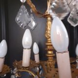 Lustre en bronze à pampilles cristal 9 feux