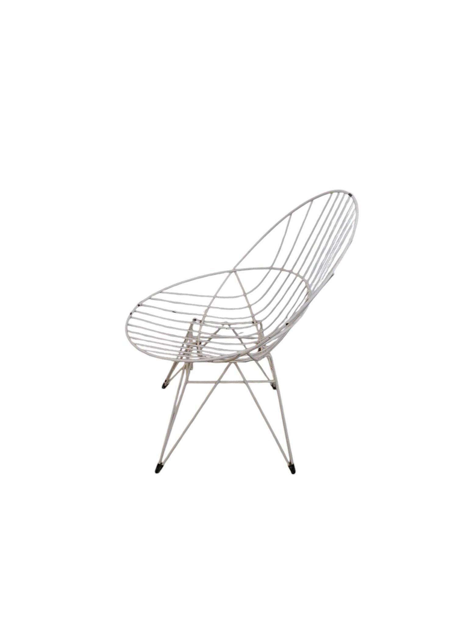 Chaise Pastoe Combex en fil métallique, 1950s